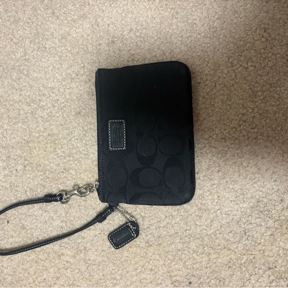 Coach Black Wristlet with Signature Design